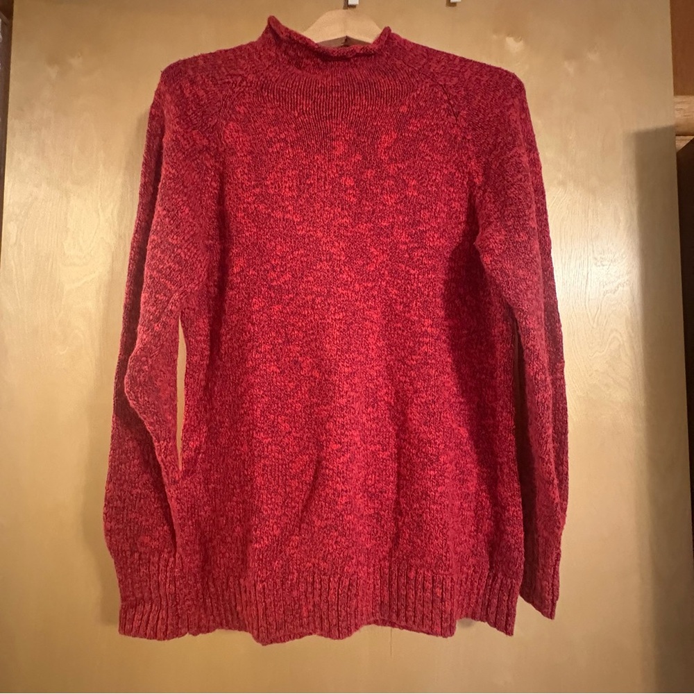 L.L.BEAN Cotton Roll Neck Sweater Red Maryl Sz M